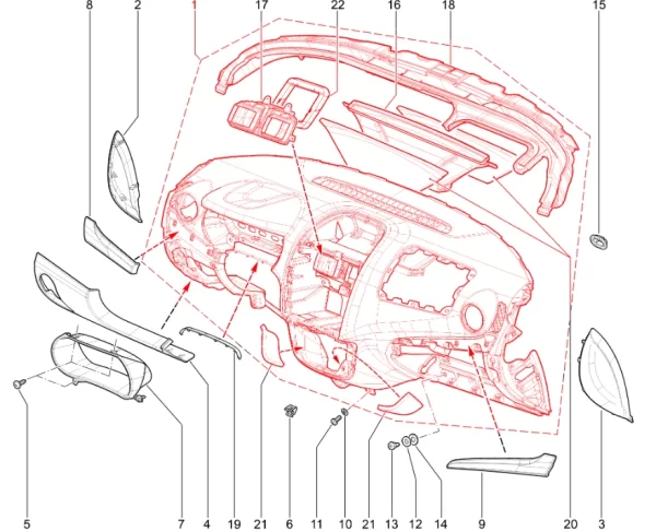 Панель приборов с воздухопроводом в сборе 8450111956 для Lada Granta FL