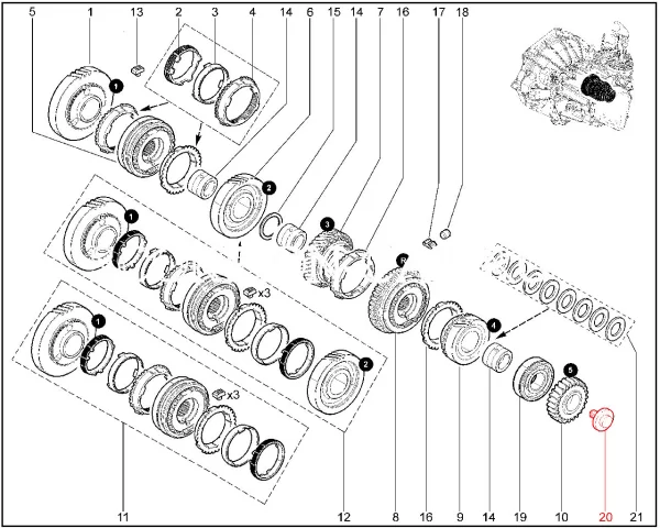 Болт М10х100х20 крепления шестерни 5-ой передачи вторичного вала КП Renault для Lada Vesta, XRAY, Largus