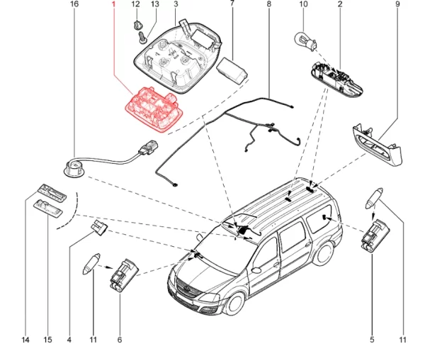 Плафон освещения салона потолочный для Lada Largus FL