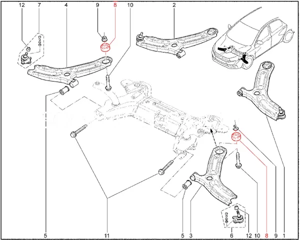 Шарнир переднего рычага задний Lada Vesta, XRAY Cross