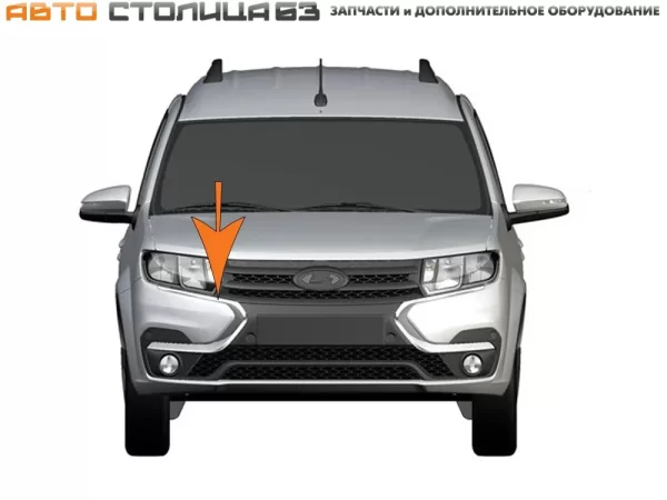 Молдинг переднего бампера верхний правый (хромированный) для Lada Largus FL