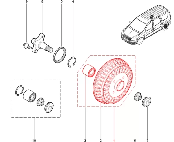 Барабан заднего тормоза в сборе для Lada Largus