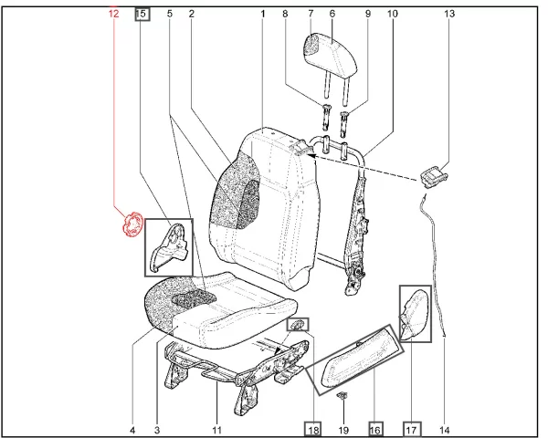 Ручка механизма наклона спинки переднего сиденья для Lada Niva Legend, Granta