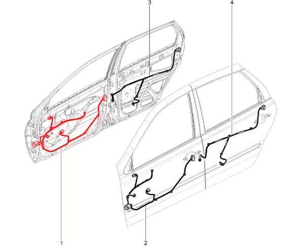 Жгут проводов передней правой двери 21912372454400 для Lada Granta, Kalina-2