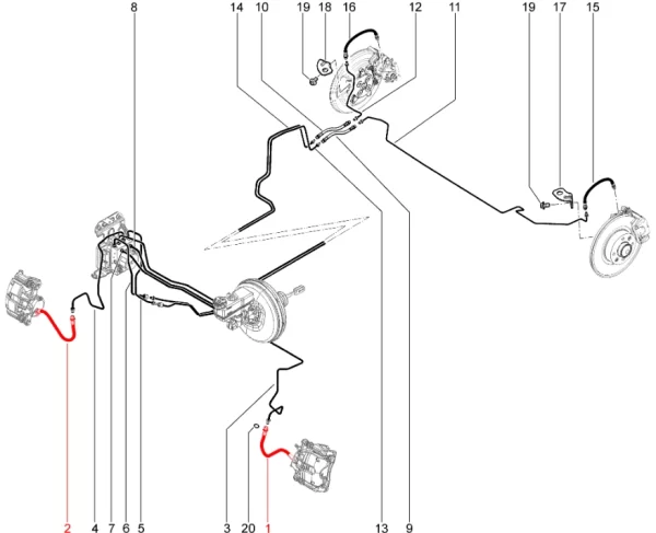 Шланг переднего тормоза в сборе (банжо) для Lada Vesta