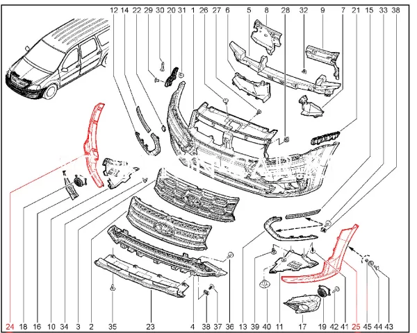 Накладка бампера переднего для Lada Largus Cross FL