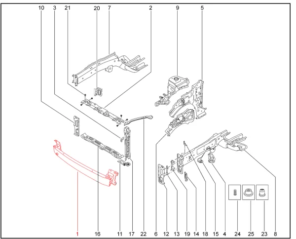 Балка переднего бампера для XCITE X-Cross 7, Chery Tiggo 7 Pro