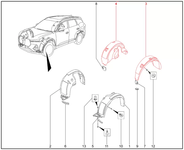 Щиток колеса задний для XCITE X-Cross 8, Chery Tiggo 8 Pro
