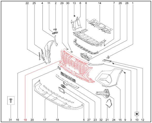 Решетка радиатора для XCITE X-Cross 8, Chery Tiggo 8 Pro