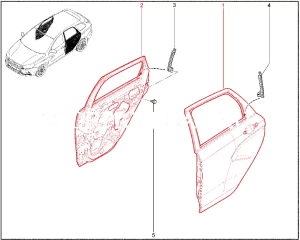 Дверь задняя в сборе для Lada Vesta SW Cross