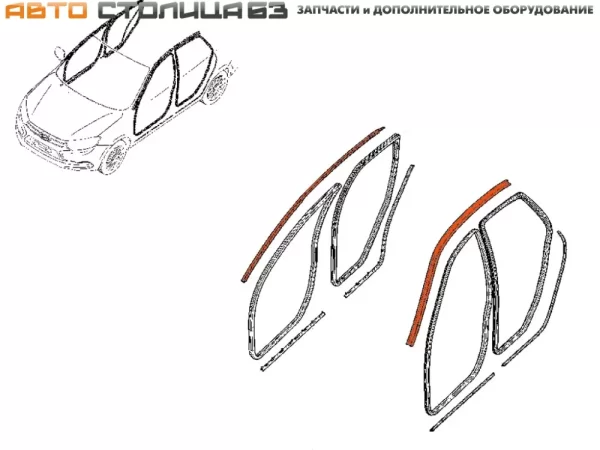 Уплотнители водостока для Lada Granta, Kalina, Datsun