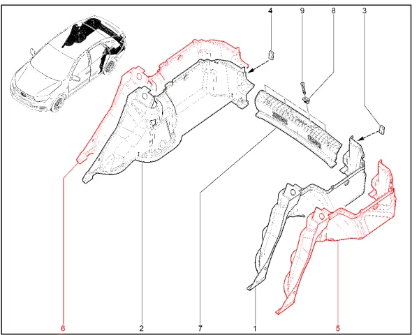Обивка арки и боковины для Lada Granta лифтбек