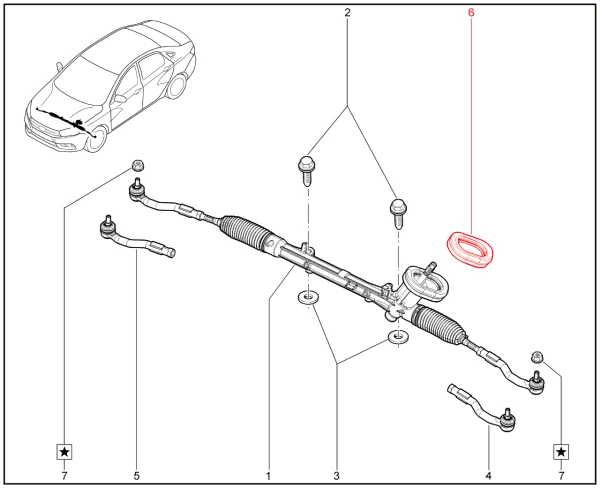 Уплотнитель рулевого механизма для Lada Vesta, Iskra