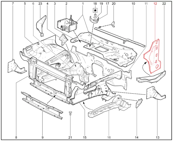 Панель передней стойки боковины внутренняя левая 2131 для Lada Niva Legend, 4x4