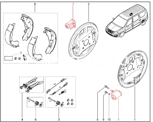 Цилиндр тормозной задний 19 мм для Lada Largus (5 мест) с 2024г, Iskra