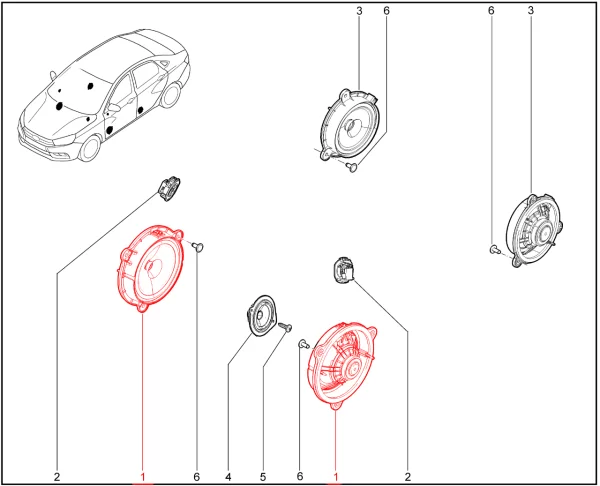 Громкоговоритель передней двери для Lada Vesta NG, Iskra