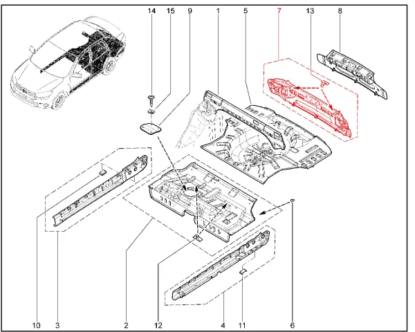 Панель задка с поперечиной в сборе для Lada Granta