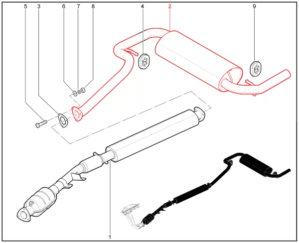Глушитель основной с трубами и кронштейнами для Lada Niva Sport