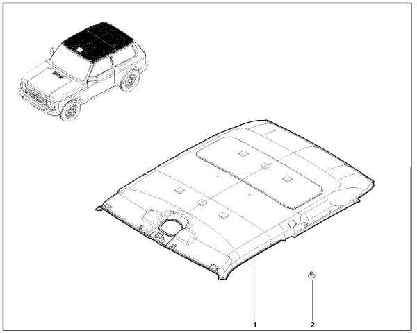 Обивка крыши в сборе нового образца серая 8450087515 для Lada Niva Legend 3 двери