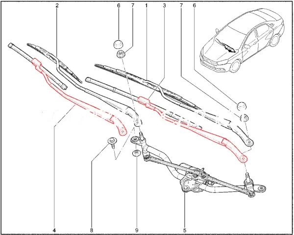 Рычаг стеклоочистителя для Lada Vesta