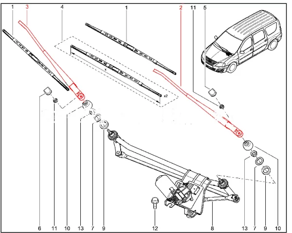 Рычаг стеклоочистителя для Lada Largus