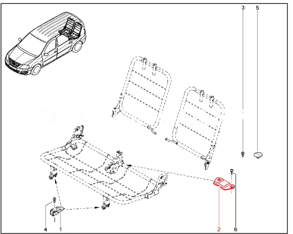 Скоба подушки сиденья 3го ряда для Lada Largus