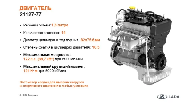 Двигатель ВАЗ 21127-77 в сборе для Lada Granta FL Sport