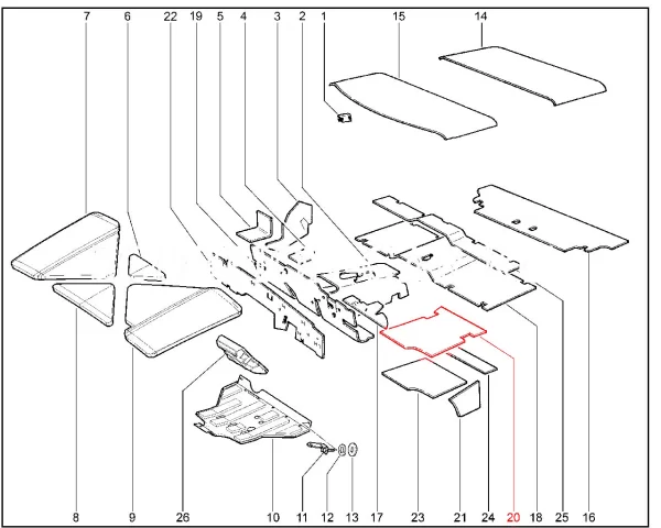 Обивка шумоизоляционная переднего пола левая для Lada Niva 4x4, Travel, Chevrolet