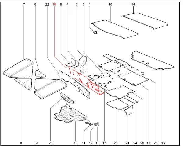 Обивка шумоизоляционная щитка передка для Lada Niva Legend, 4x4, Urban