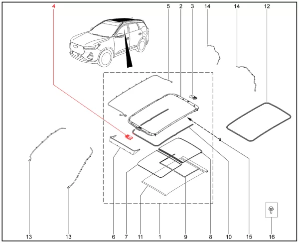 Мотор привода люка t1d/t1e/t18 для XCITE X-Cross 7, Chery Tiggo 7 Pro, XCITE X-Cross 8, Chery Tiggo 8 Pro