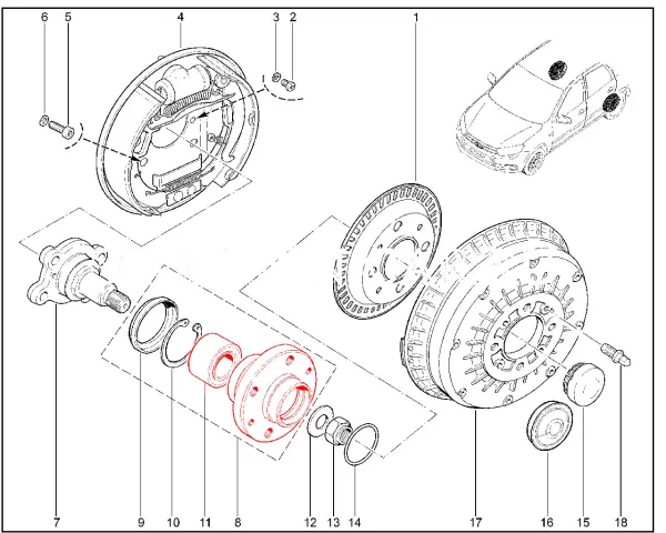 Ступица заднего колеса с подшипником (без оси) для Lada Granta, Kalina, Priora