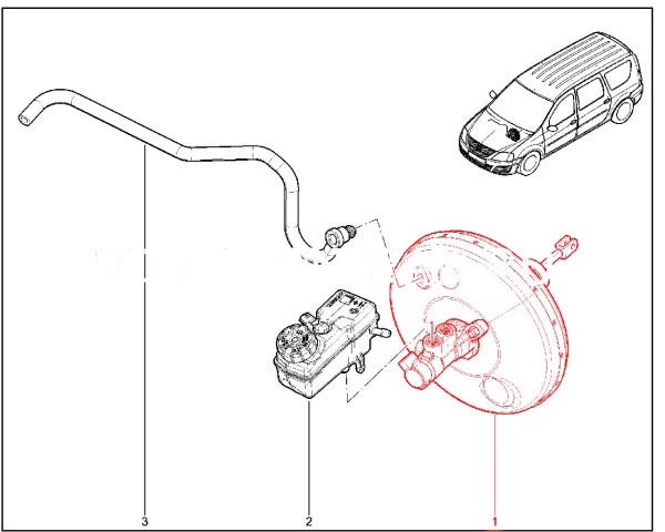 Вакуумный усилитель тормоза (ДВС ВАЗ) для Lada Largus