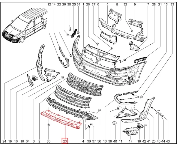 Накладка переднего бампера центральная для Lada Largus FL Cross