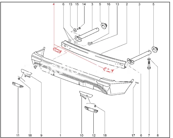 Пластина крепления балки переднего бампера задняя в сборе для Lada Niva Bronto