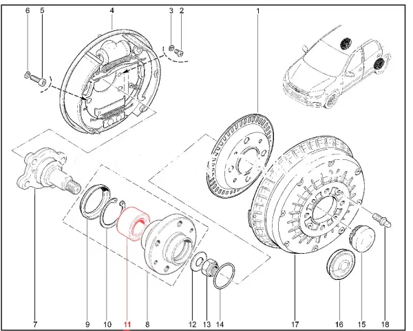 Подшипник ступицы заднего колеса для Lada Granta, Kalina, Priora, Datsun