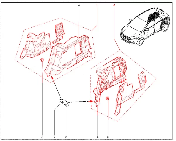 Обивка багажника в сборе для Lada XRAY