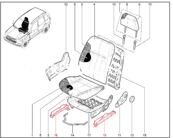 Салазки переднего правого сиденья для Lada Niva Travel, Chevrolet