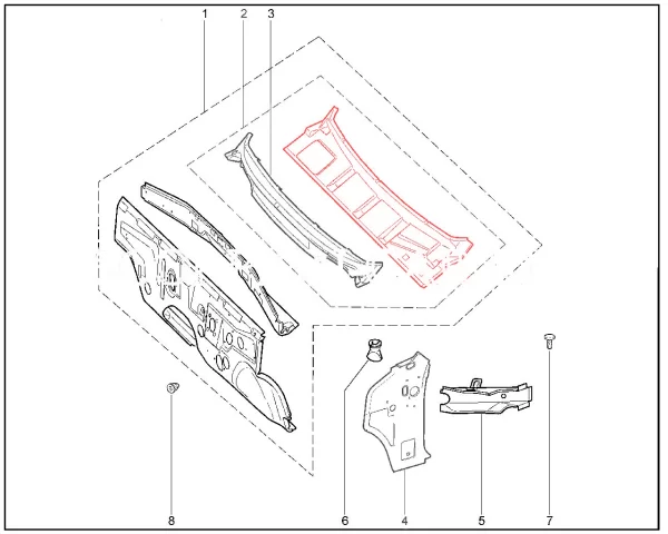 Усилитель щитка верхний (катафорез) для Lada Niva Travel, Chevrolet
