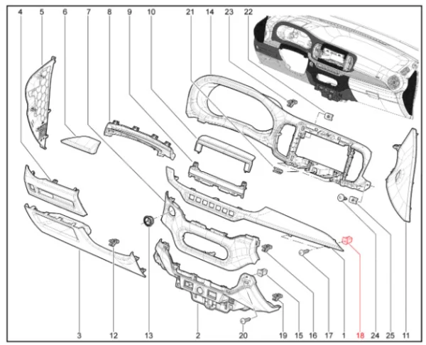 Клипса крепления молдинга панели для Lada Iskra
