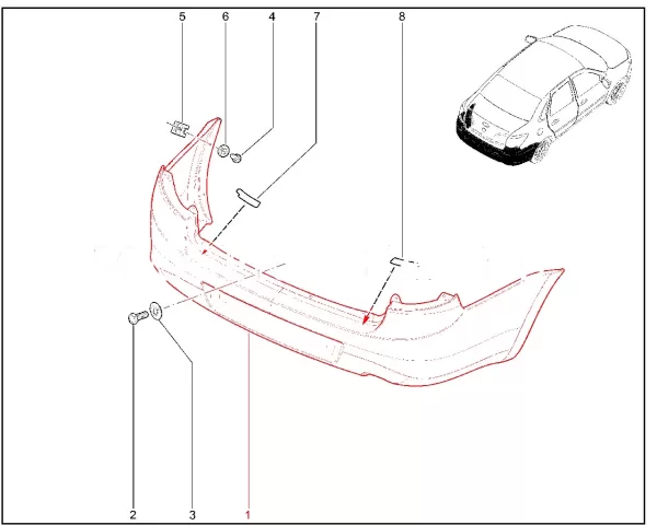 Бампер задний под парктроник для Lada Granta