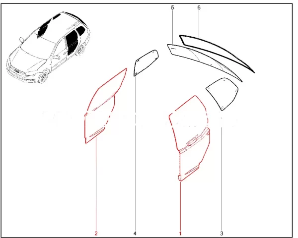 Стекло опускное задней двери для Lada Granta универсал, Kalina-2 универсал