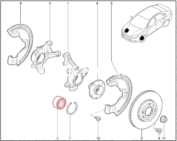 Подшипник ступицы переднего колеса для Lada Vesta, XRAY, Largus с АБС