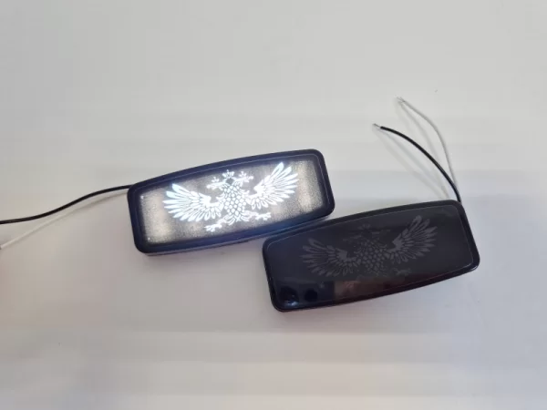 Заглушки поворотников диодные Герб РФ, белая подсветка (2шт) для Lada Granta, Kalina, Priora, ВАЗ