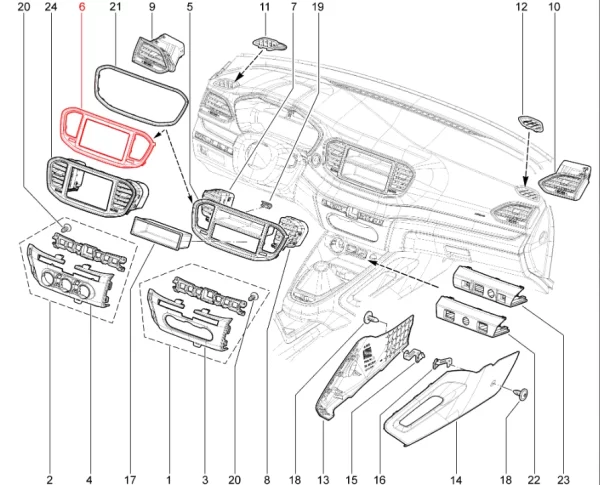 Облицовка центрального дефлектора обдува 8450045084 для Lada Vesta NG