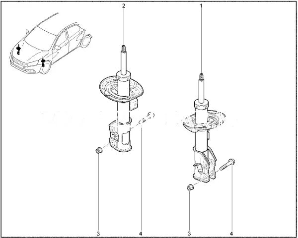 Стойка телескопическая в сборе для Lada Vesta