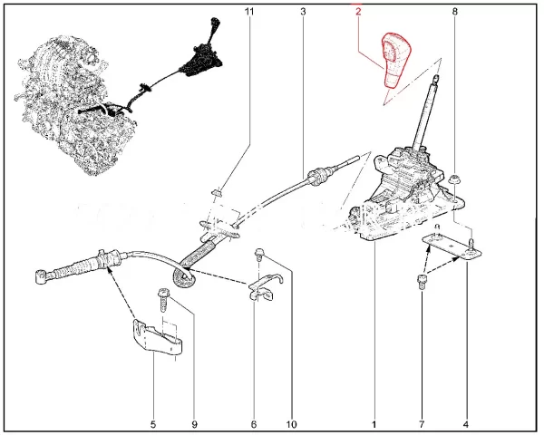 Рукоятка рычага переключения передач (вариатор WLY) для Lada Vesta NG