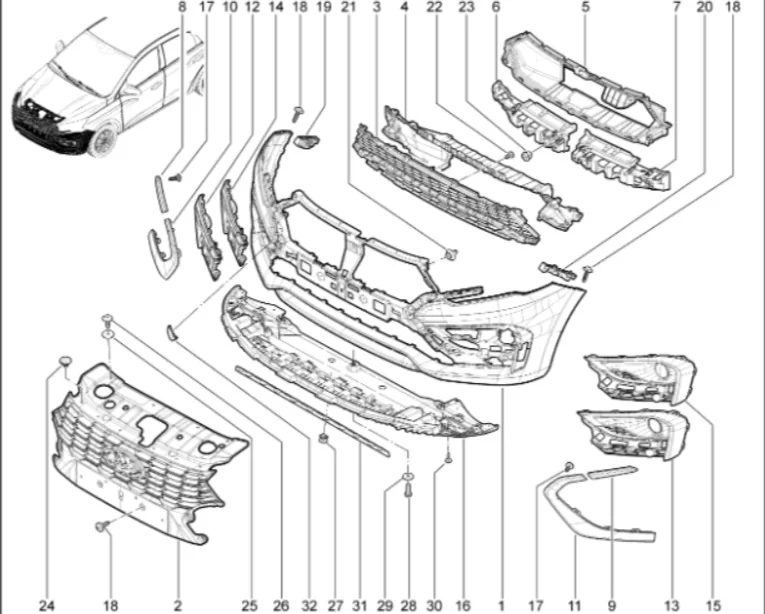 Бампер передний для Lada Iskra седан, SW