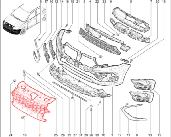 Решетка переднего бампера для Lada Iskra