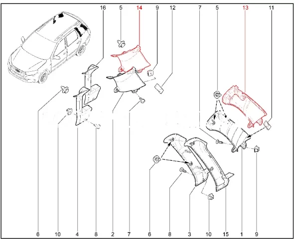 Обивка стойки задка в сборе для Lada Granta универсал