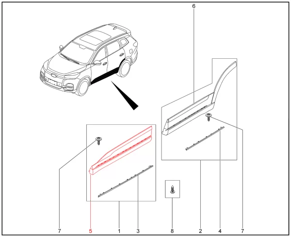 Обивка передней двери в сборе для XCITE X-Cross 8, Chery Tiggo 8 Pro